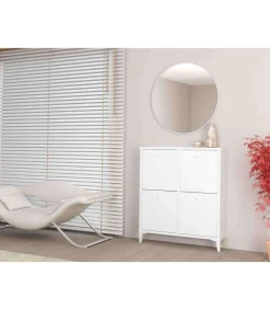 Zapatero cuatro trampones en blanco. 90.6 cm(ancho) 103 cm(altura) 20 cm(fondo)