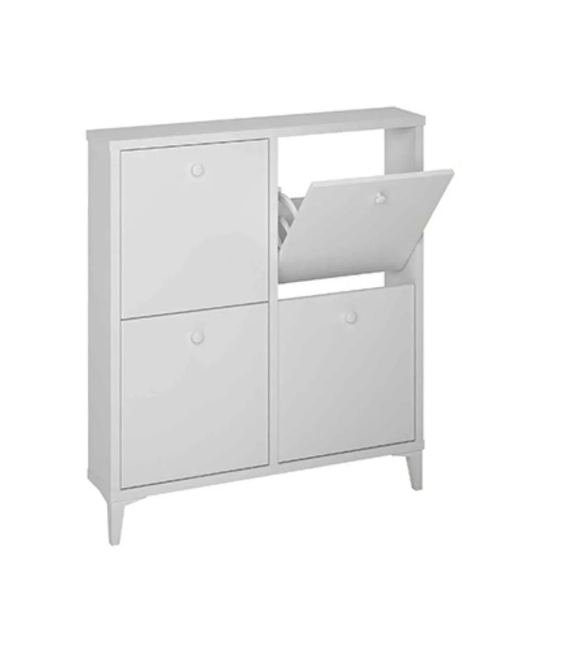 Zapatero cuatro trampones en blanco. 90.6 cm(ancho) 103 cm(altura) 20 cm(fondo)