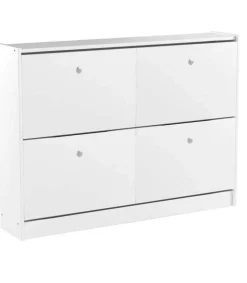 Zapatero de madera dos trampones tabac en acabado blanco lavado 80 cm(alto)110 cm(ancho)23 cm(largo)