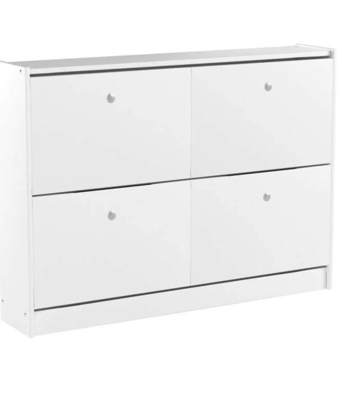 Zapatero de madera dos trampones tabac en acabado blanco lavado 80 cm(alto)110 cm(ancho)23 cm(largo)