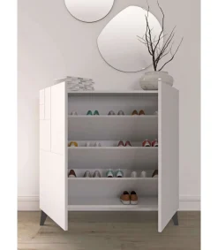 Zapatero modelo 512 acabado blanco, 90x90x27 (alto x ancho x fondo)