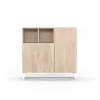 Zapatero modelo 510, acabado roble claro, patas blanco, 90x90x26 (alto x ancho x fondo)