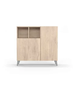 Zapatero modelo 510, acabado roble claro, patas gris, 90x90x26 (alto x ancho x fondo)