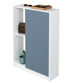 Zapatero o recibidor Neo una puerta y dos huecos acabado blanco/azul. 110 cm(alto)80 cm(ancho)25 cm(fondo)