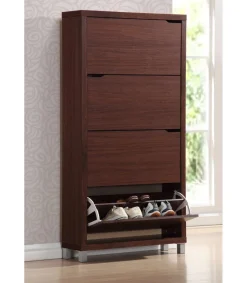 Zapatero 4 puertas kubox acabado walnut, 79cm(ancho) 155cm(altura) 24cm(fondo)