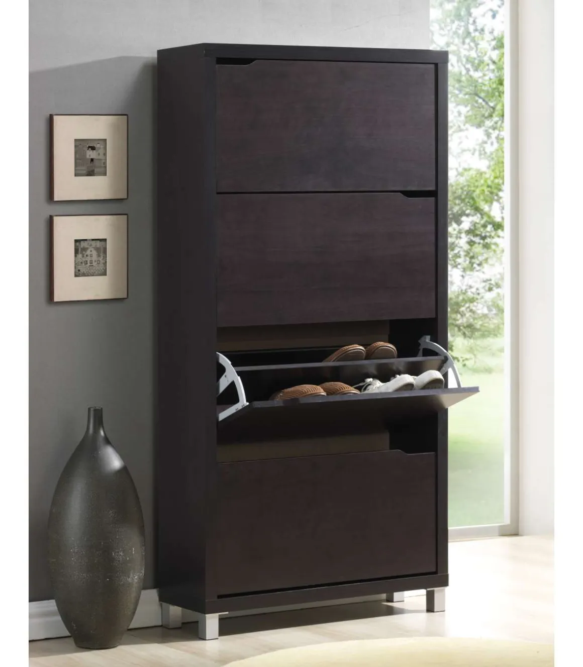 Zapatero 4 puertas kubox acabado capuchino 79cm(ancho) 155cm(altura) 24cm(fondo)