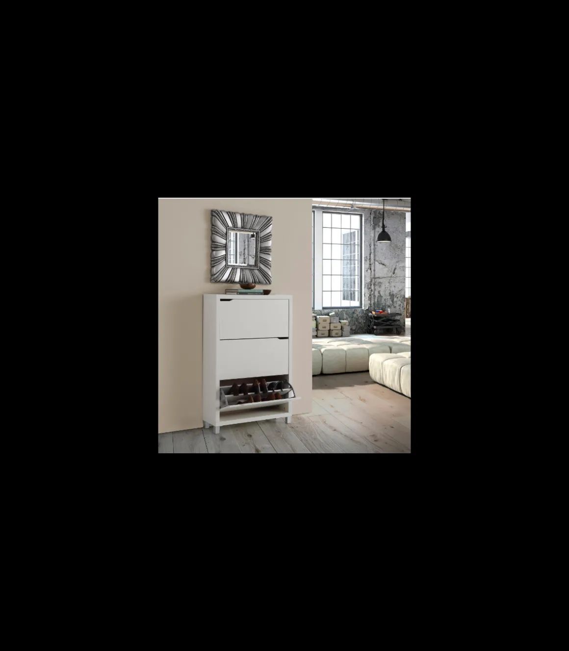 Zapatero 3 puertas kubox acabado blanco, 79 cm(ancho) 119 cm(altura) 24 cm(fondo)