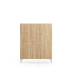 Zapatero 2 puertas modelo 514 acabado roble oscuro patas blancas, 112x90x27 (alto x ancho x fondo)