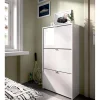 Zapatero 3 puertas Porcuna acabado blanco brillo, 61 cm(ancho) 113 cm(altura) 25 cm(fondo)