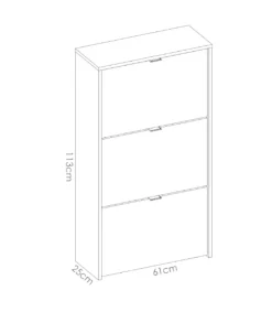 Zapatero 3 puertas Porcuna acabado blanco brillo, 61 cm(ancho) 113 cm(altura) 25 cm(fondo)