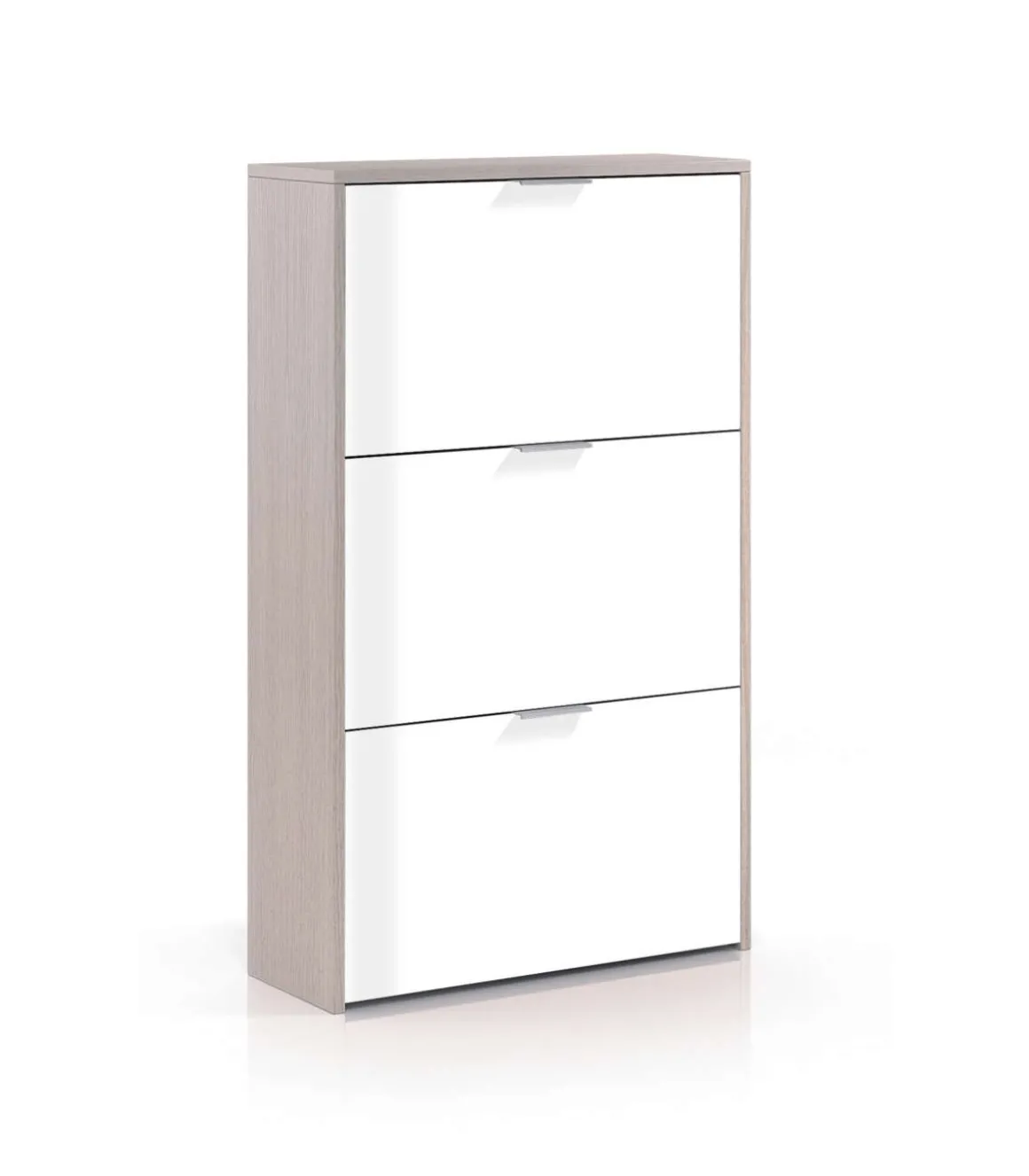 Zapatero 3 puertas Rio acabado blanco/roble 60 cm(ancho) 113 cm(altura) 22 cm(fondo)