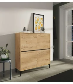 Zapatero 4 puertas Tokio en roble gold. 101cm(ancho) 96.5cm(altura) 33cm(fondo)
