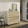 Zapatero 4 puertas Tokio en roble cambrian/blanco. 101cm(ancho) 96.5cm(altura) 33cm(fondo)