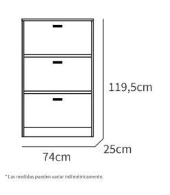 Zapatero 3 trampones Toledo en roble cambrian/blanco. 74cm(ancho) 119.5cm(altura) 25cm(fondo)